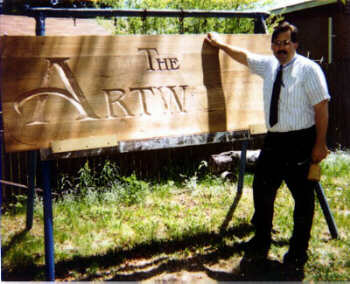 Artworks sign partially carved