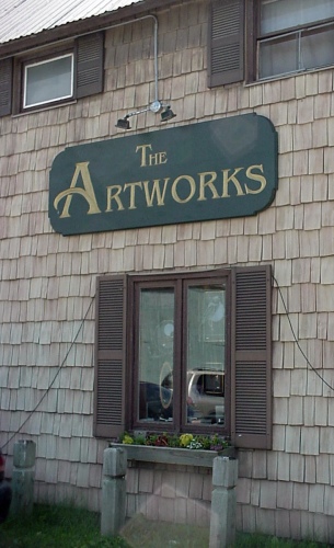 Artworks sign partially carved